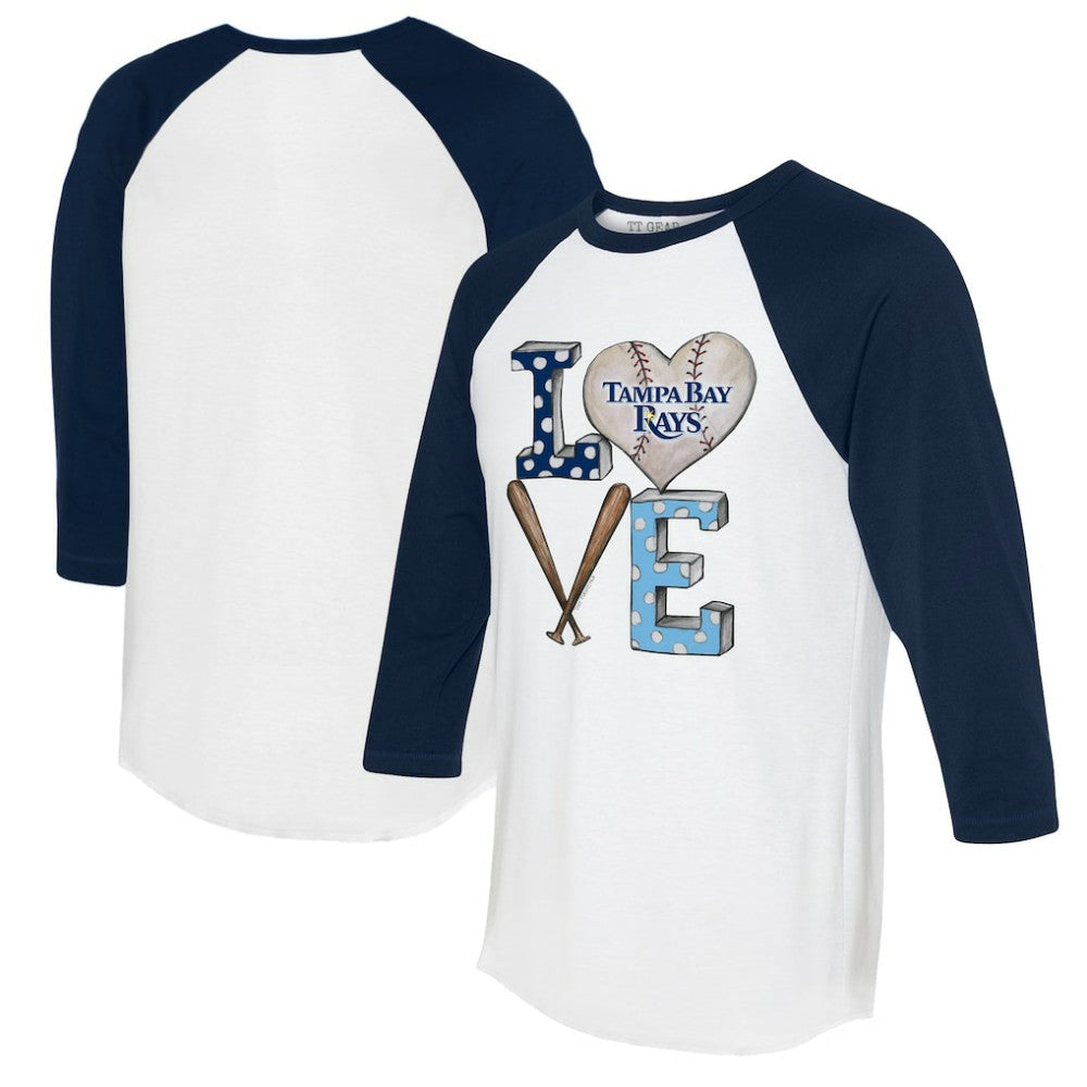Tampa Bay Rays Tiny Turnip Women's Baseball Love Raglan 3/4-Sleeve T-Shirt - White/Navy - MLB Lifestyle