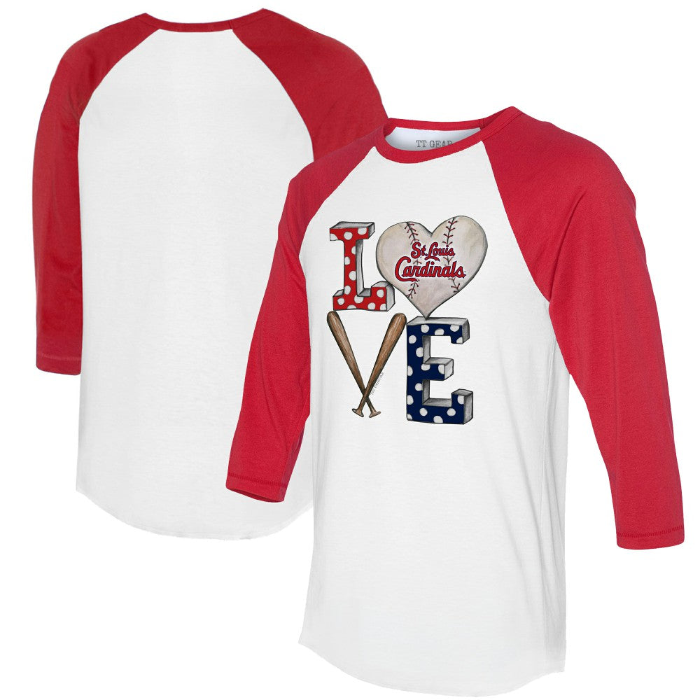 St. Louis Cardinals Tiny Turnip Women's Baseball Love Raglan 3/4-Sleeve T-Shirt - White/Red - MLB Sale