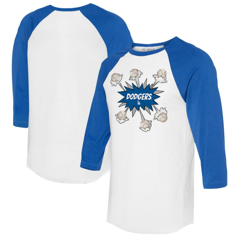 Los Angeles Dodgers Tiny Turnip Women's Baseball Pow 3/4-Sleeve Raglan T-Shirt - White/Royal - MLB Online