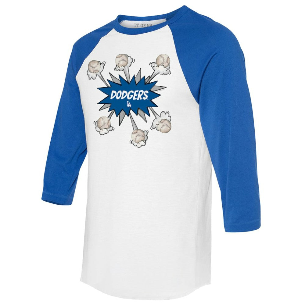 Los Angeles Dodgers Tiny Turnip Women's Baseball Pow 3/4-Sleeve Raglan T-Shirt - White/Royal - MLB Online