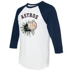 Houston Astros Tiny Turnip Women's Baseball Tear 3/4-Sleeve Raglan T-Shirt - White/Navy - MLB Lifestyle