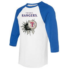 Texas Rangers Tiny Turnip Women's Baseball Tear 3/4-Sleeve Raglan T-Shirt - White/Royal - MLB Lifestyle