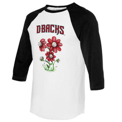 Arizona Diamondbacks Tiny Turnip Women's Blooming Baseballs 3/4-Sleeve Raglan T-Shirt - White/Black - MLB Discount