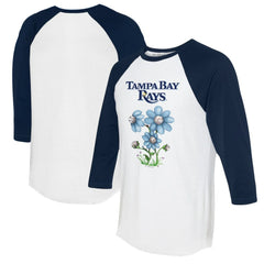 Tampa Bay Rays Tiny Turnip Women's Blooming Baseballs 3/4-Sleeve Raglan T-Shirt - White/Navy - MLB Discount