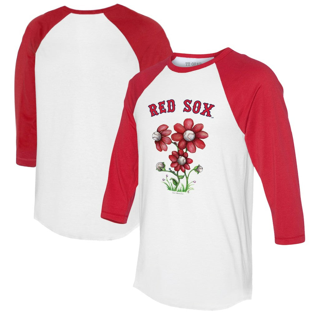 Boston Red Sox Tiny Turnip Women's Blooming Baseballs 3/4-Sleeve Raglan T-Shirt - White/Red - MLB on Sale