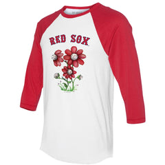 Boston Red Sox Tiny Turnip Women's Blooming Baseballs 3/4-Sleeve Raglan T-Shirt - White/Red - MLB on Sale