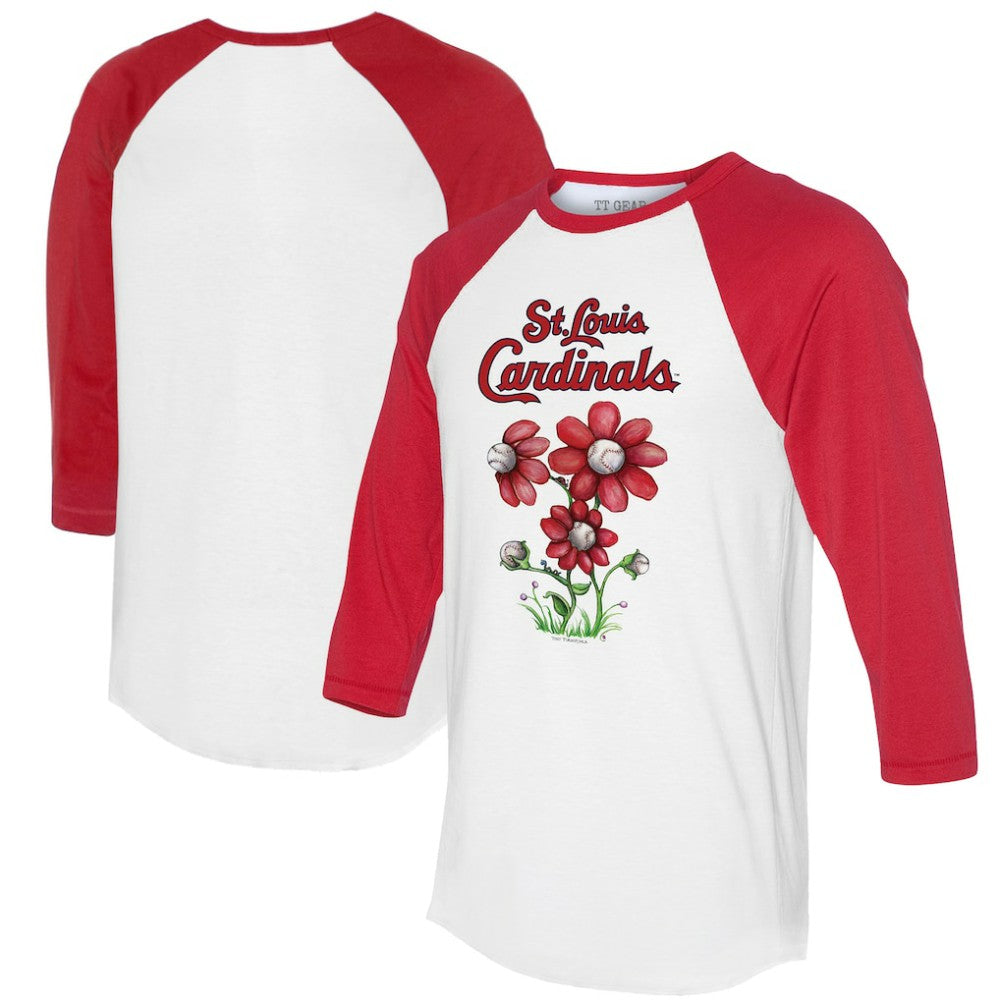 St. Louis Cardinals Tiny Turnip Women's Blooming Baseballs 3/4-Sleeve Raglan T-Shirt - White/Red - MLB Sale