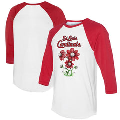 St. Louis Cardinals Tiny Turnip Women's Blooming Baseballs 3/4-Sleeve Raglan T-Shirt - White/Red - MLB Sale