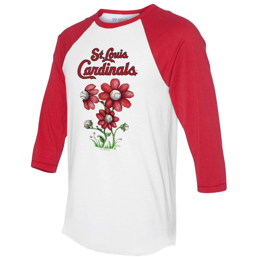 St. Louis Cardinals Tiny Turnip Women's Blooming Baseballs 3/4-Sleeve Raglan T-Shirt - White/Red - MLB Sale