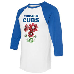 Chicago Cubs Tiny Turnip Women's Blooming Baseballs 3/4-Sleeve Raglan T-Shirt - White/Royal - MLB Online