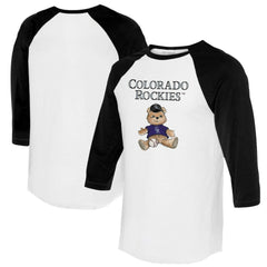Colorado Rockies Tiny Turnip Women's Teddy Boy 3/4-Sleeve Raglan T-Shirt - White/Black - MLB on Sale