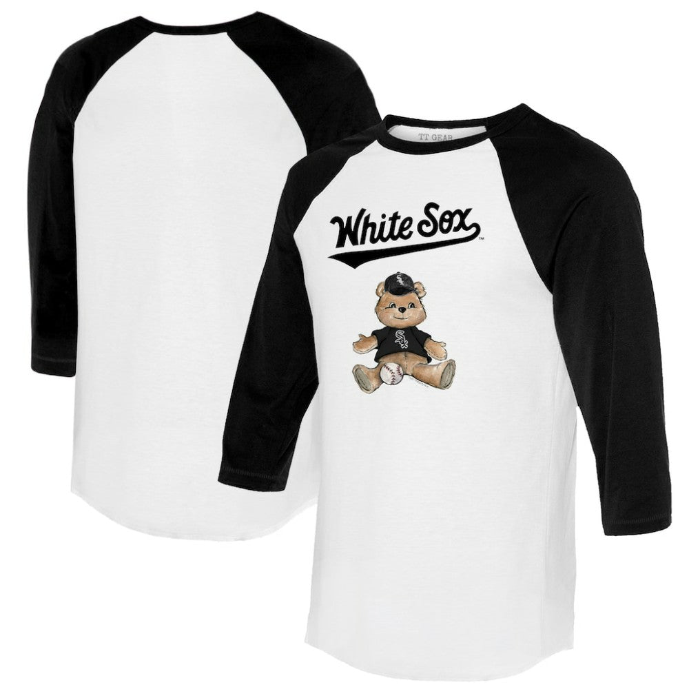 Chicago White Sox Tiny Turnip Women's Teddy Boy 3/4-Sleeve Raglan T-Shirt - White/Black - MLB Discount