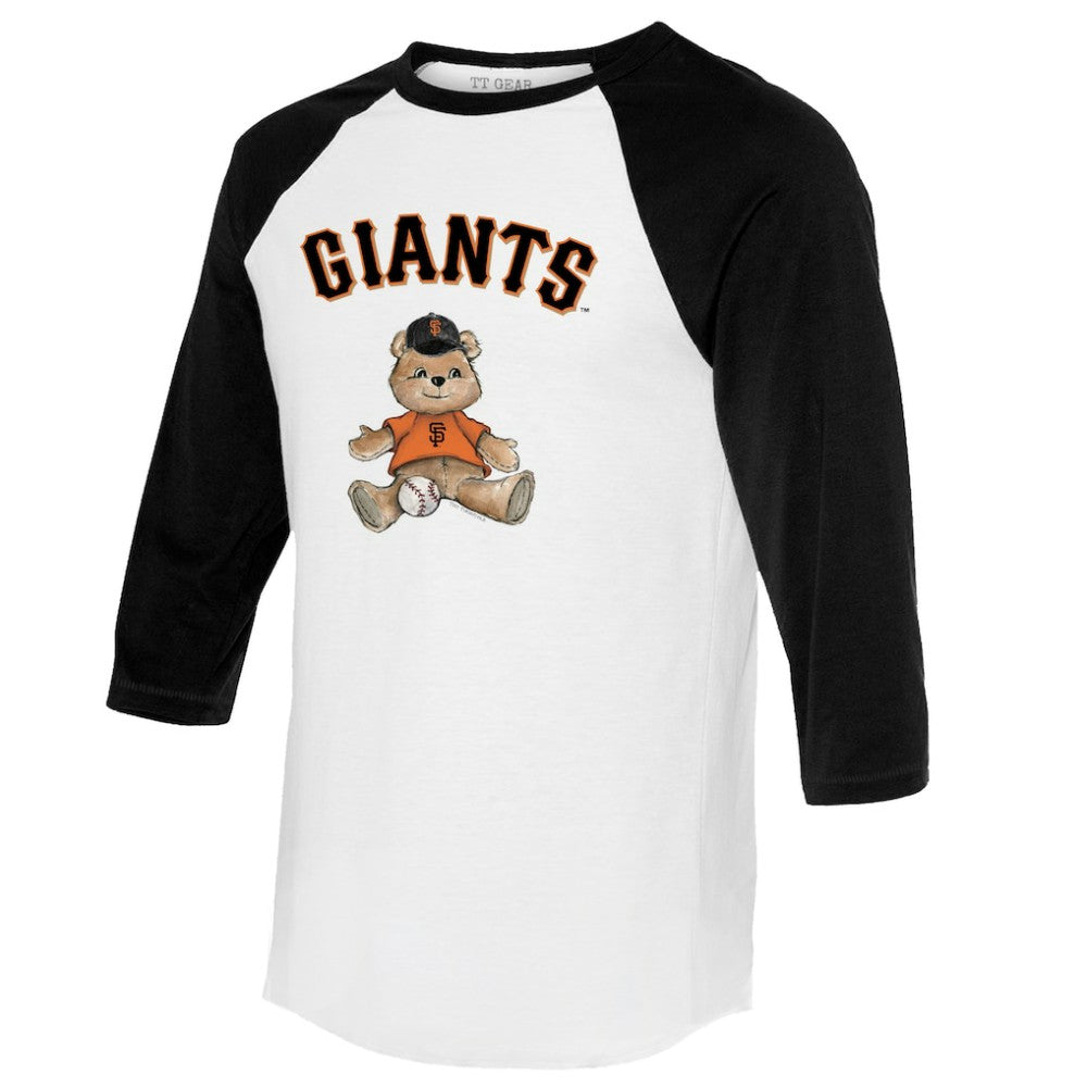 San Francisco Giants Tiny Turnip Women's Teddy Boy 3/4-Sleeve Raglan T-Shirt - White/Black - MLB Discount