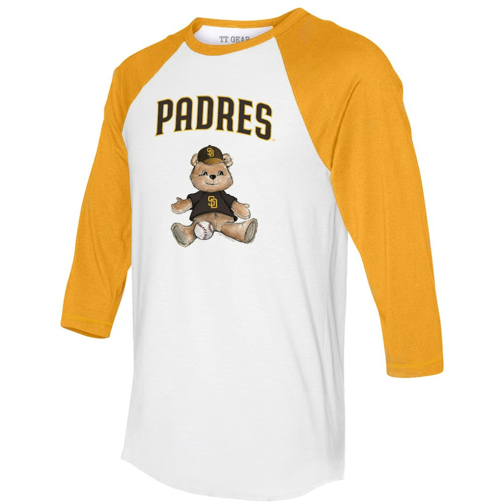 San Diego Padres Tiny Turnip Women's Teddy Boy 3/4-Sleeve Raglan T-Shirt - White/Gold - MLB Online