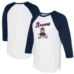 Atlanta Braves Tiny Turnip Women's Teddy Boy 3/4-Sleeve Raglan T-Shirt - White/Navy - MLB Online