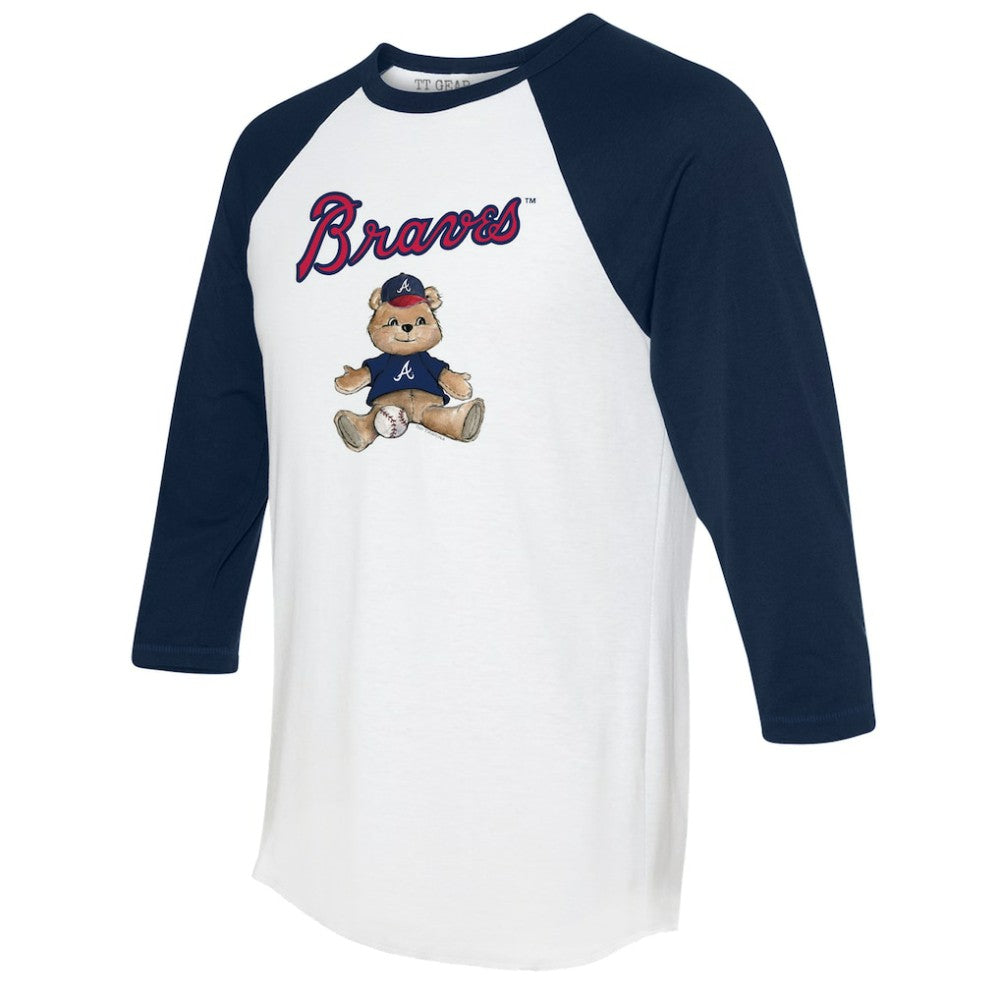 Atlanta Braves Tiny Turnip Women's Teddy Boy 3/4-Sleeve Raglan T-Shirt - White/Navy - MLB Online