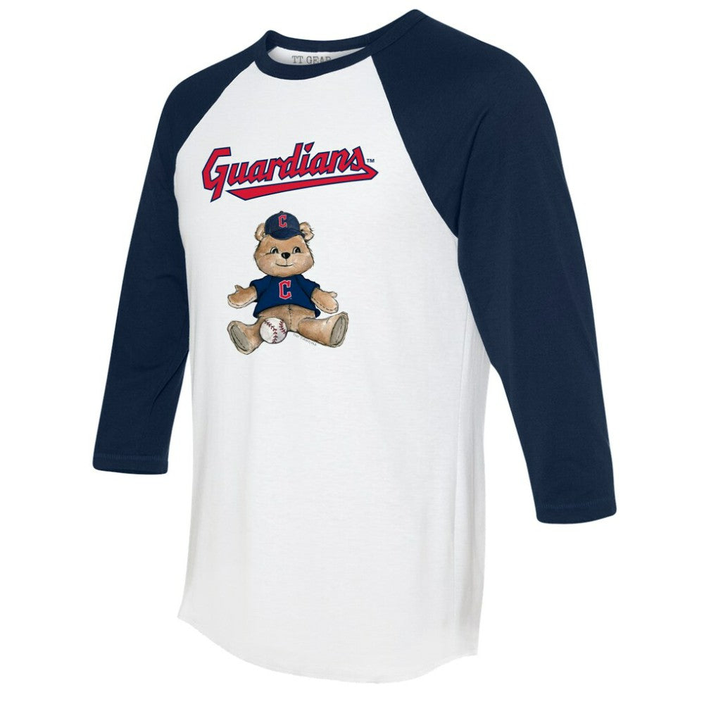 Cleveland Guardians Tiny Turnip Women's Teddy Boy 3/4-Sleeve Raglan T-Shirt - White/Navy - MLB Lifestyle
