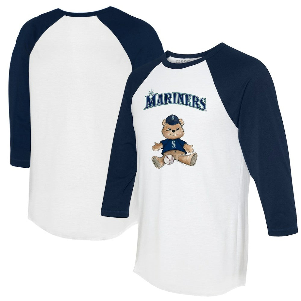 Seattle Mariners Tiny Turnip Women's Teddy Boy 3/4-Sleeve Raglan T-Shirt - White/Navy - MLB Sale
