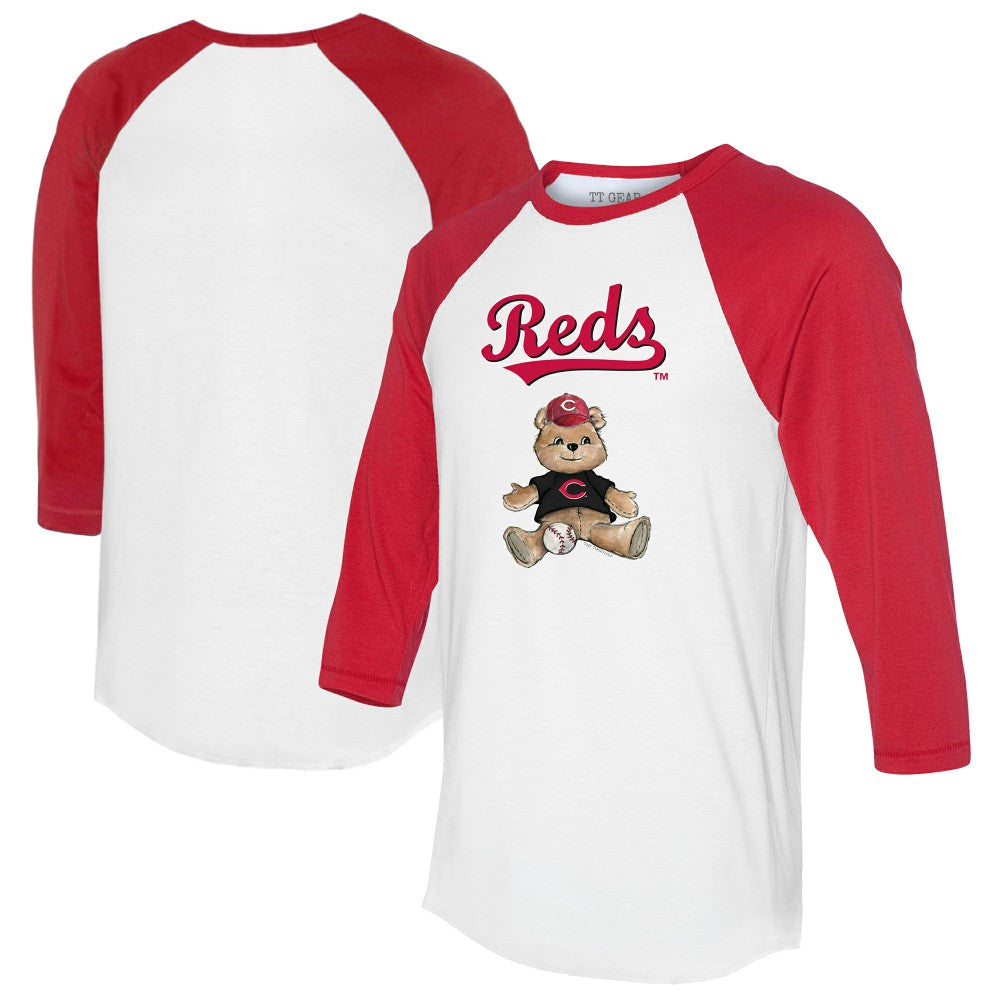 Cincinnati Reds Tiny Turnip Women's Teddy Boy 3/4-Sleeve Raglan T-Shirt - White/Red - MLB Discount