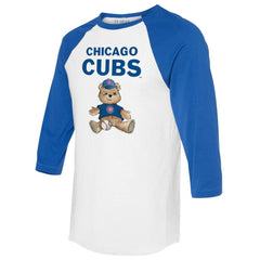 Chicago Cubs Tiny Turnip Women's Teddy Boy 3/4-Sleeve Raglan T-Shirt - White/Royal - MLB Sale