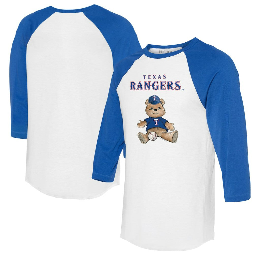 Texas Rangers Tiny Turnip Women's Teddy Boy 3/4-Sleeve Raglan T-Shirt - White/Royal - MLB Discount