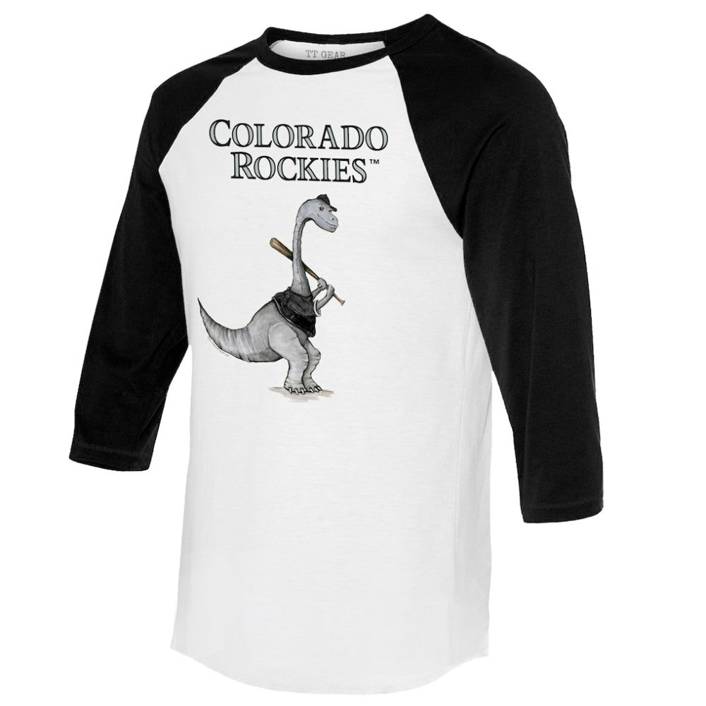 Colorado Rockies Tiny Turnip Women's Bronto 3/4-Sleeve Raglan T-Shirt - White/Black - MLB on Sale