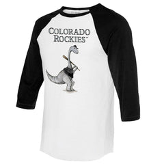 Colorado Rockies Tiny Turnip Women's Bronto 3/4-Sleeve Raglan T-Shirt - White/Black - MLB on Sale