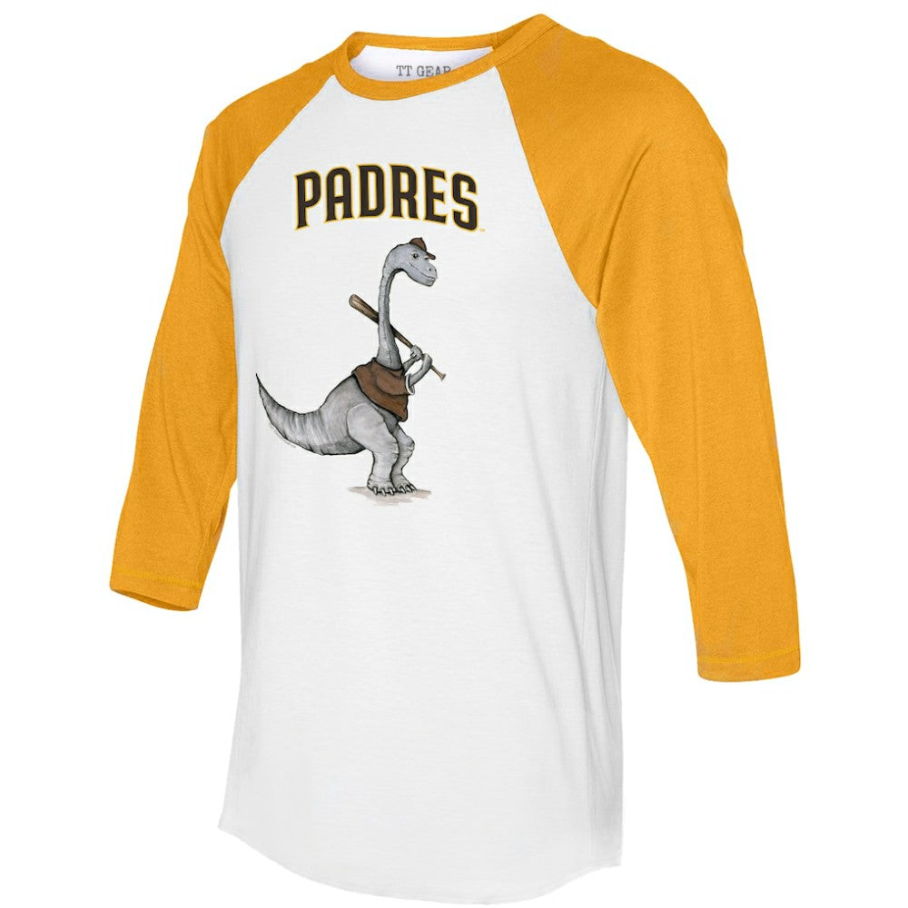 San Diego Padres Tiny Turnip Women's Bronto 3/4-Sleeve Raglan T-Shirt - White/Gold - MLB Sale