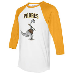San Diego Padres Tiny Turnip Women's Bronto 3/4-Sleeve Raglan T-Shirt - White/Gold - MLB Sale