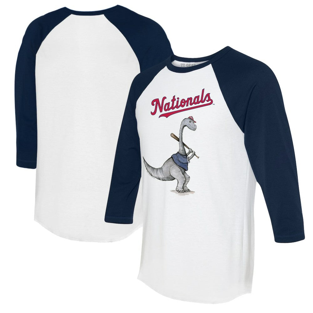 Washington Nationals Tiny Turnip Women's Bronto 3/4-Sleeve Raglan T-Shirt - White/Navy - MLB Discount