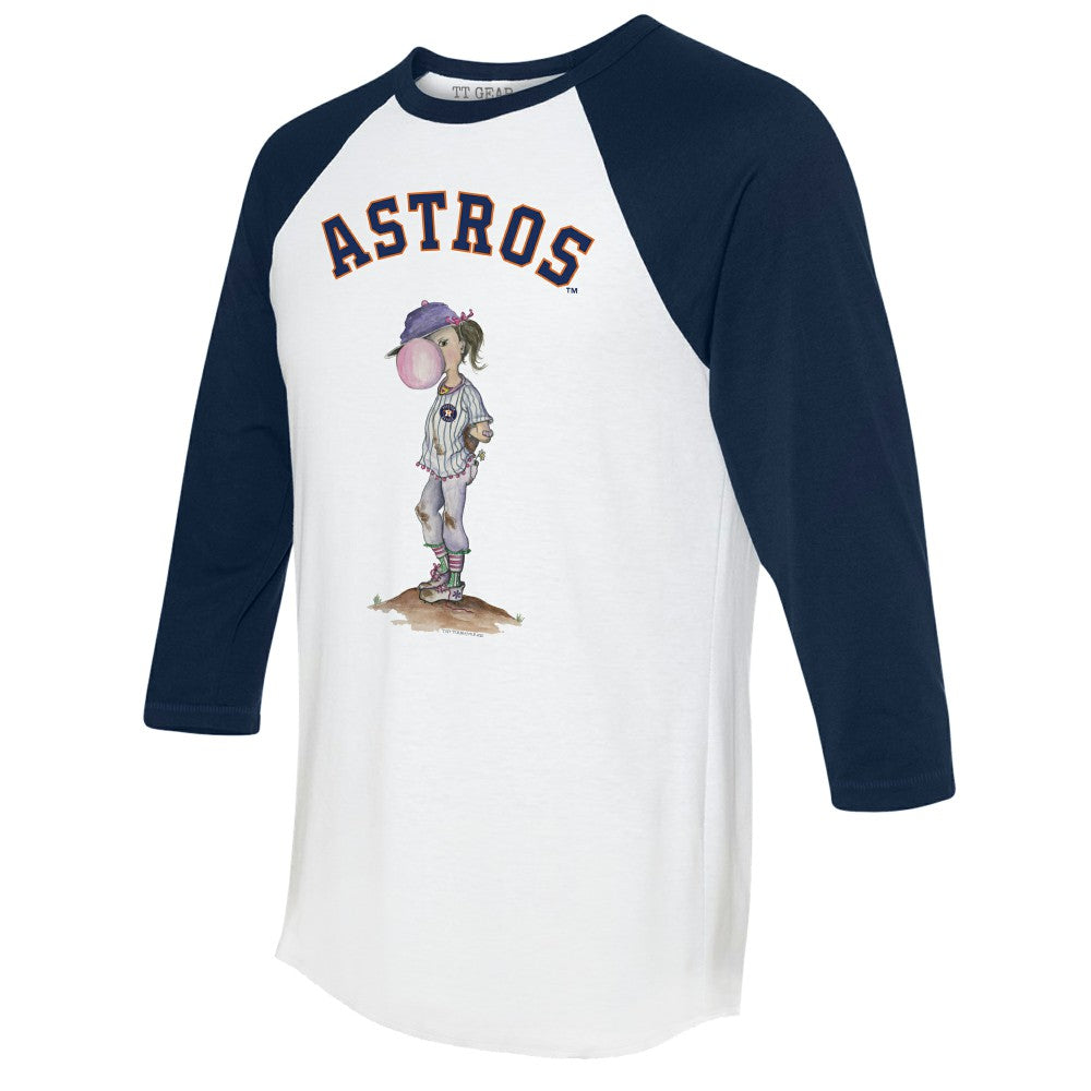 Houston Astros Tiny Turnip Women's Bubbles 3/4-Sleeve Raglan T-Shirt - White/Navy - MLB Online