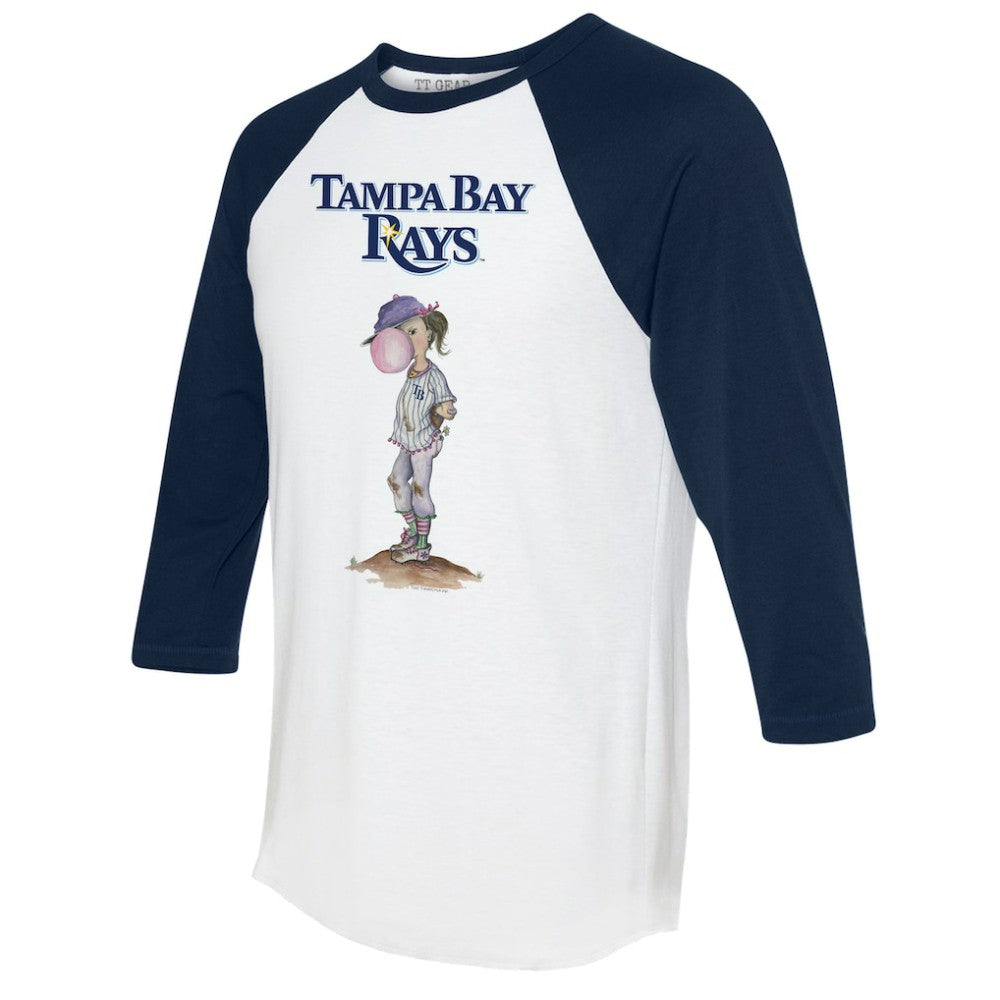 Tampa Bay Rays Tiny Turnip Women's Bubbles 3/4-Sleeve Raglan T-Shirt - White/Navy - MLB on Sale