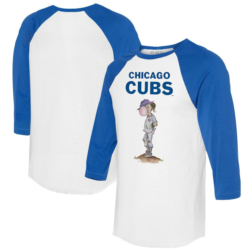 Chicago Cubs Tiny Turnip Women's Bubbles 3/4-Sleeve Raglan T-Shirt - White/Royal - MLB Online