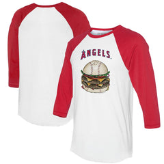Los Angeles Angels Tiny Turnip Women's Burger 3/4-Sleeve Raglan T-Shirt - White/Red - MLB Online