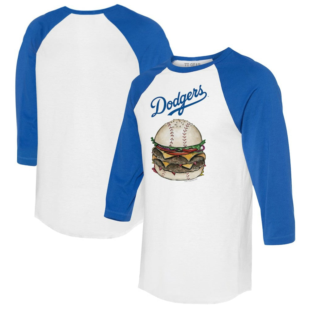 Los Angeles Dodgers Tiny Turnip Women's Burger 3/4-Sleeve Raglan T-Shirt - White/Royal - MLB Online