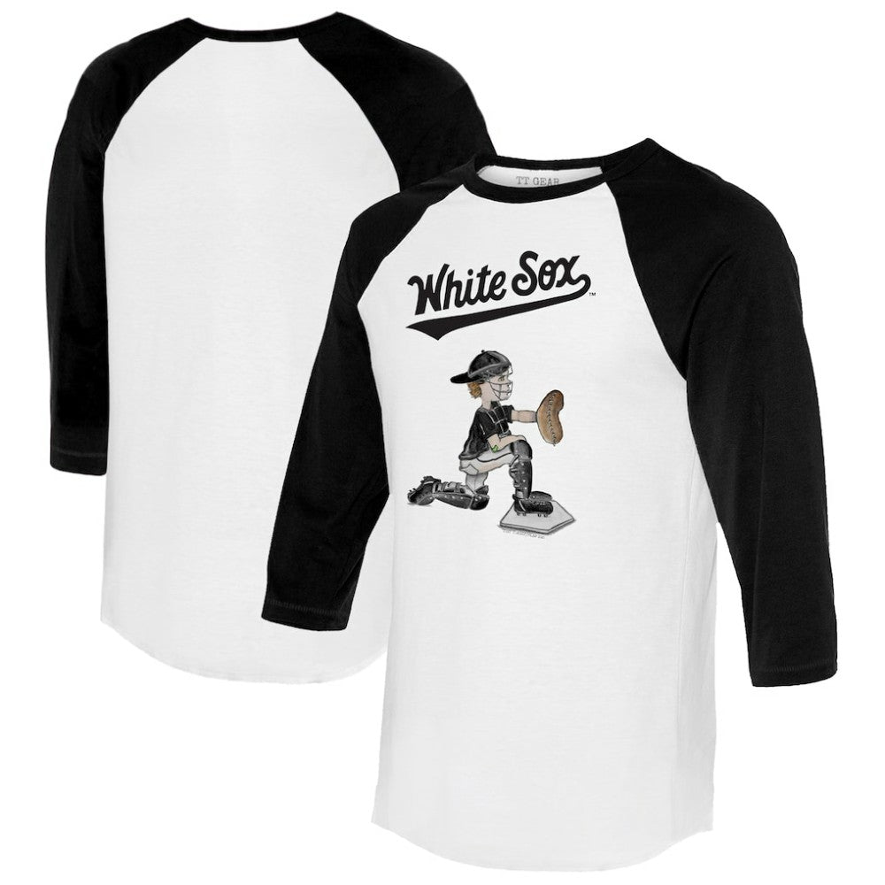 Chicago White Sox Tiny Turnip Women's Caleb 3/4-Sleeve Raglan T-Shirt - White/Black - MLB Discount
