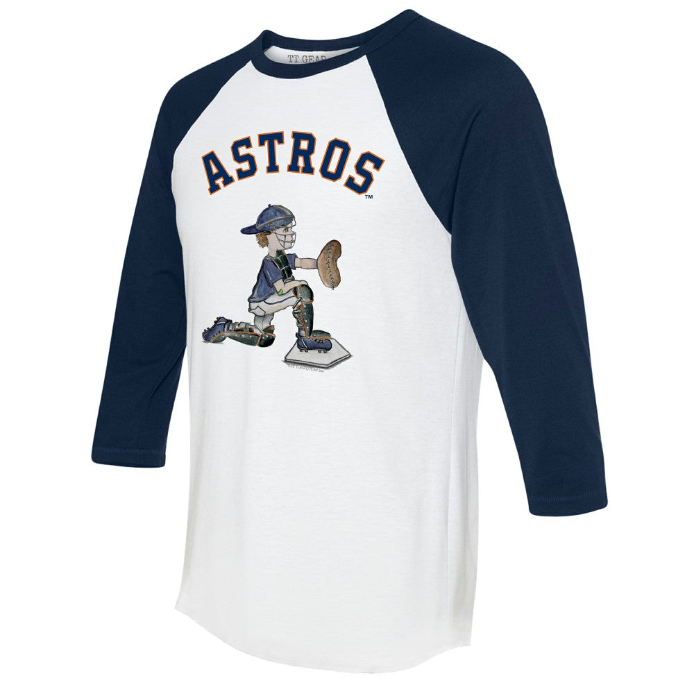 Houston Astros Tiny Turnip Women's Caleb 3/4-Sleeve Raglan T-Shirt - White/Navy - MLB on Sale