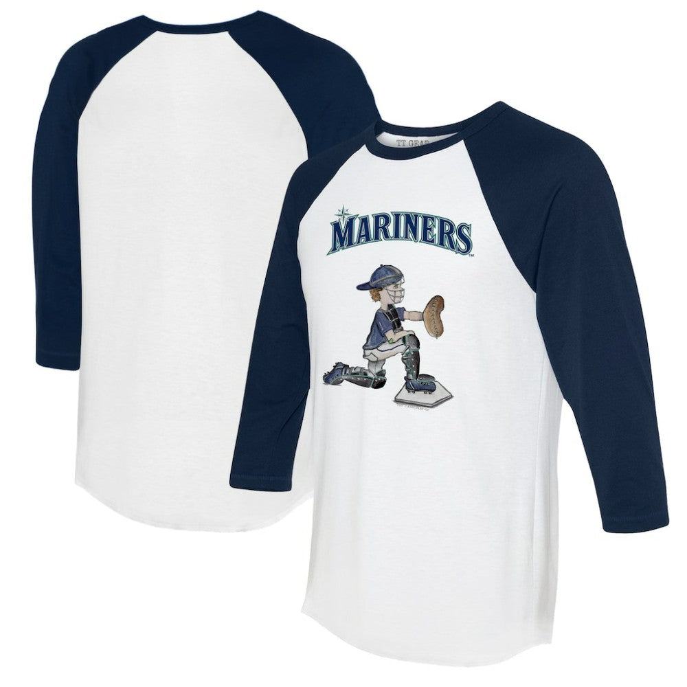 Seattle Mariners Tiny Turnip Women's Caleb 3/4-Sleeve Raglan T-Shirt - White/Navy - MLB Online