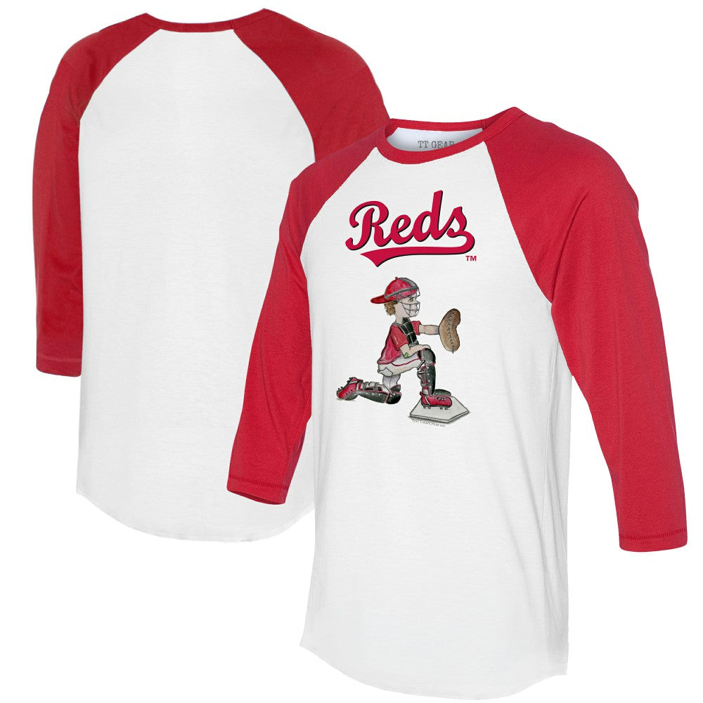 Cincinnati Reds Tiny Turnip Women's Caleb 3/4-Sleeve Raglan T-Shirt - White/Red - MLB Sale