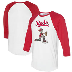 Cincinnati Reds Tiny Turnip Women's Caleb 3/4-Sleeve Raglan T-Shirt - White/Red - MLB Sale