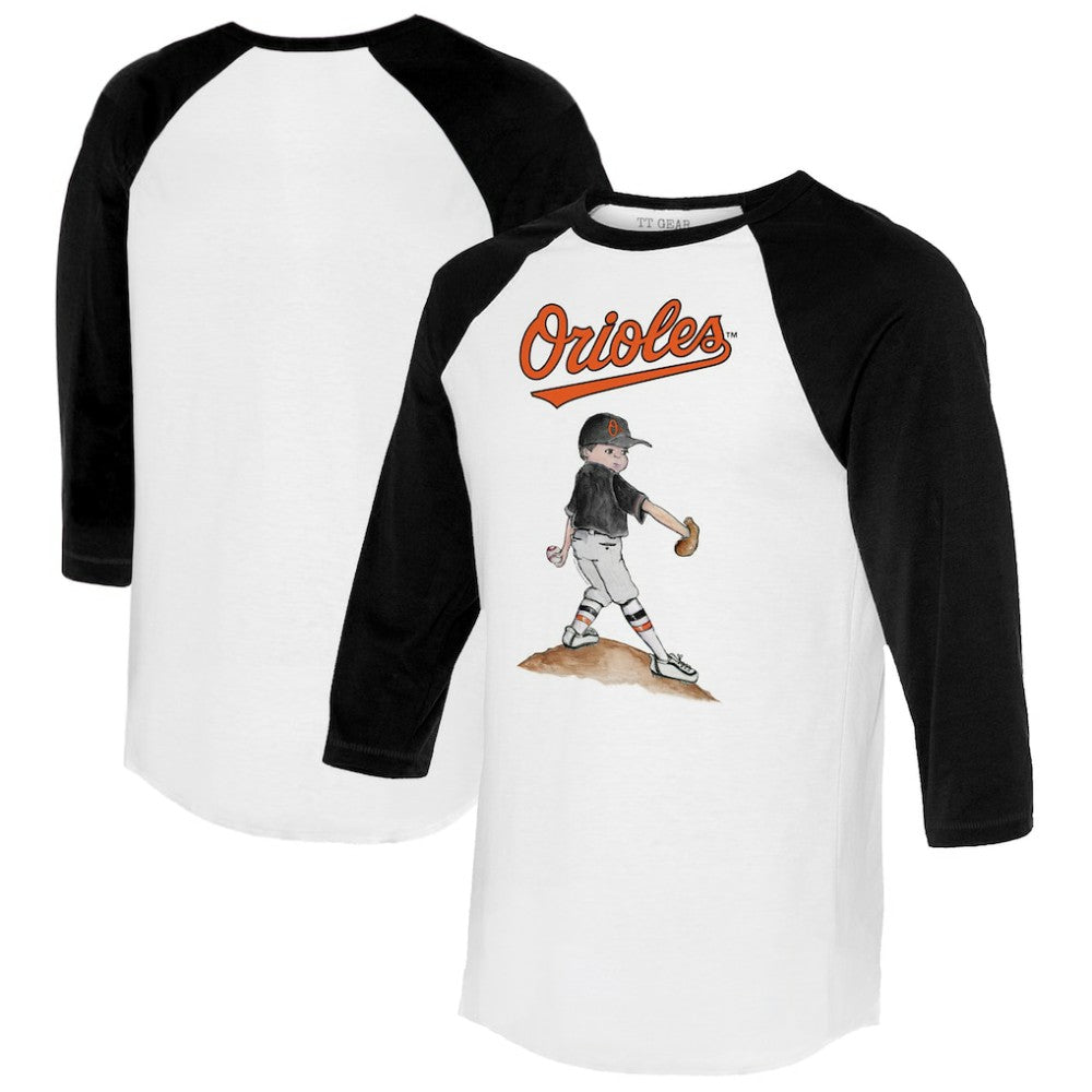 Baltimore Orioles Tiny Turnip Women's Clemente 3/4-Sleeve Raglan T-Shirt - White/Black - MLB Online