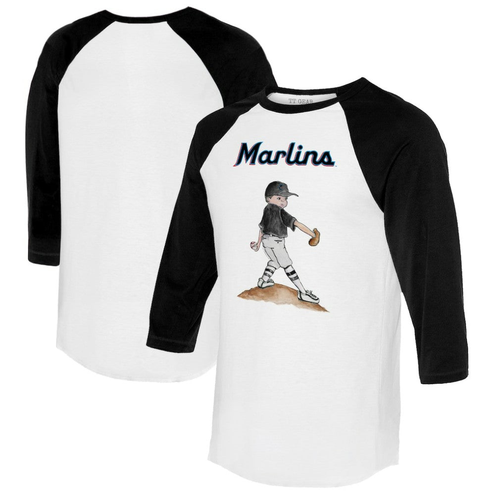 Miami Marlins Tiny Turnip Women's Clemente 3/4-Sleeve Raglan T-Shirt - White/Black - MLB Online