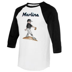 Miami Marlins Tiny Turnip Women's Clemente 3/4-Sleeve Raglan T-Shirt - White/Black - MLB Online