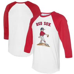 Boston Red Sox Tiny Turnip Women's Clemente 3/4-Sleeve Raglan T-Shirt - White/Red - MLB Discount