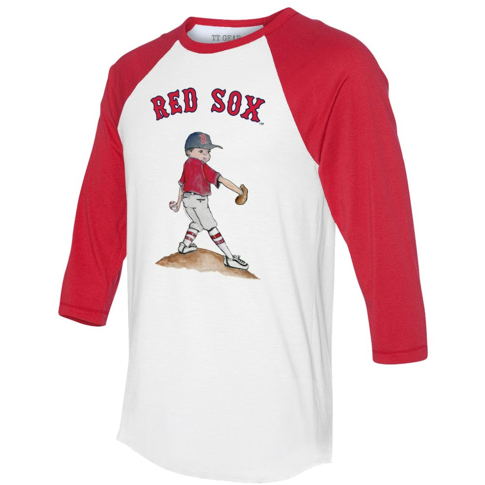 Boston Red Sox Tiny Turnip Women's Clemente 3/4-Sleeve Raglan T-Shirt - White/Red - MLB Discount