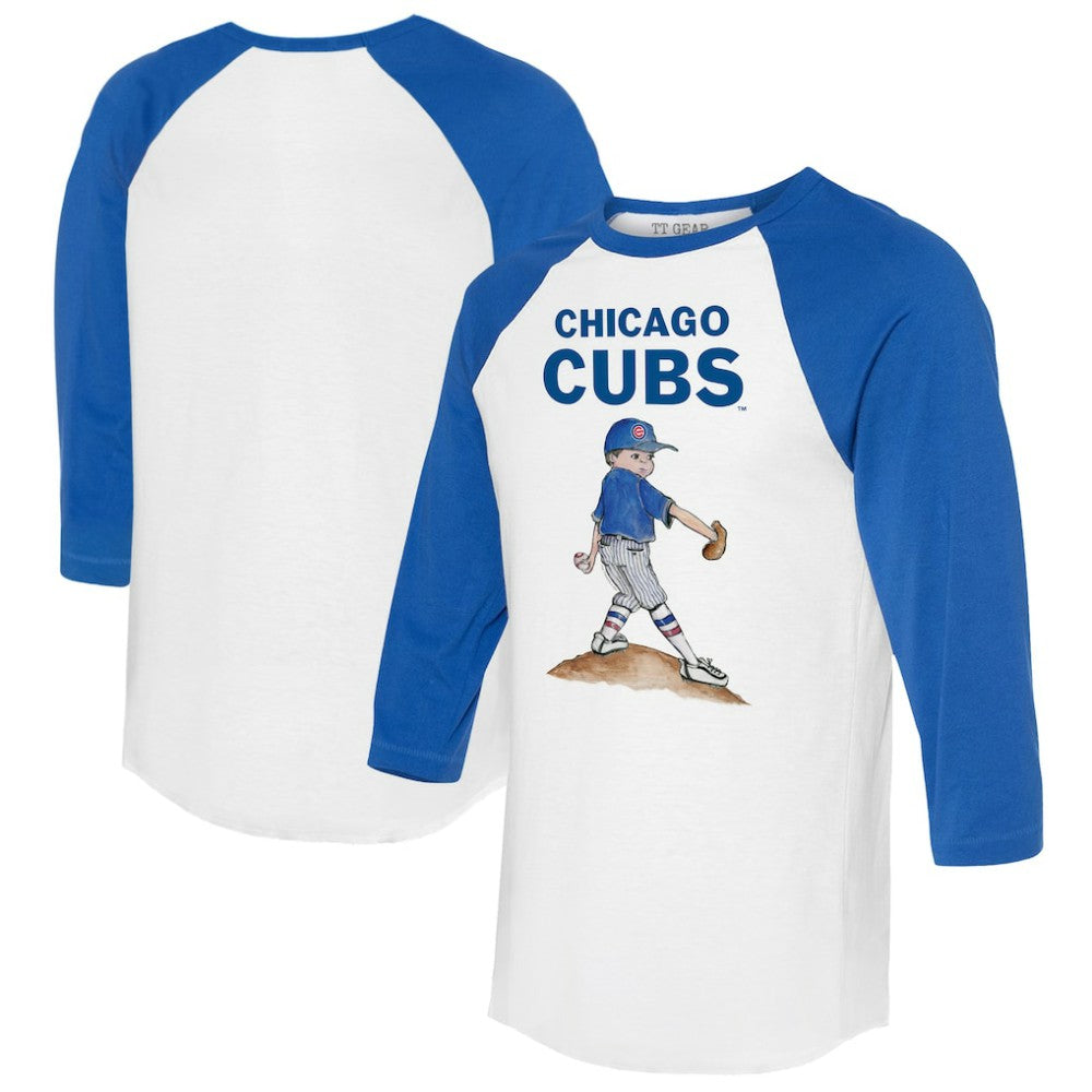 Chicago Cubs Tiny Turnip Women's Clemente 3/4-Sleeve Raglan T-Shirt - White/Royal - MLB Online
