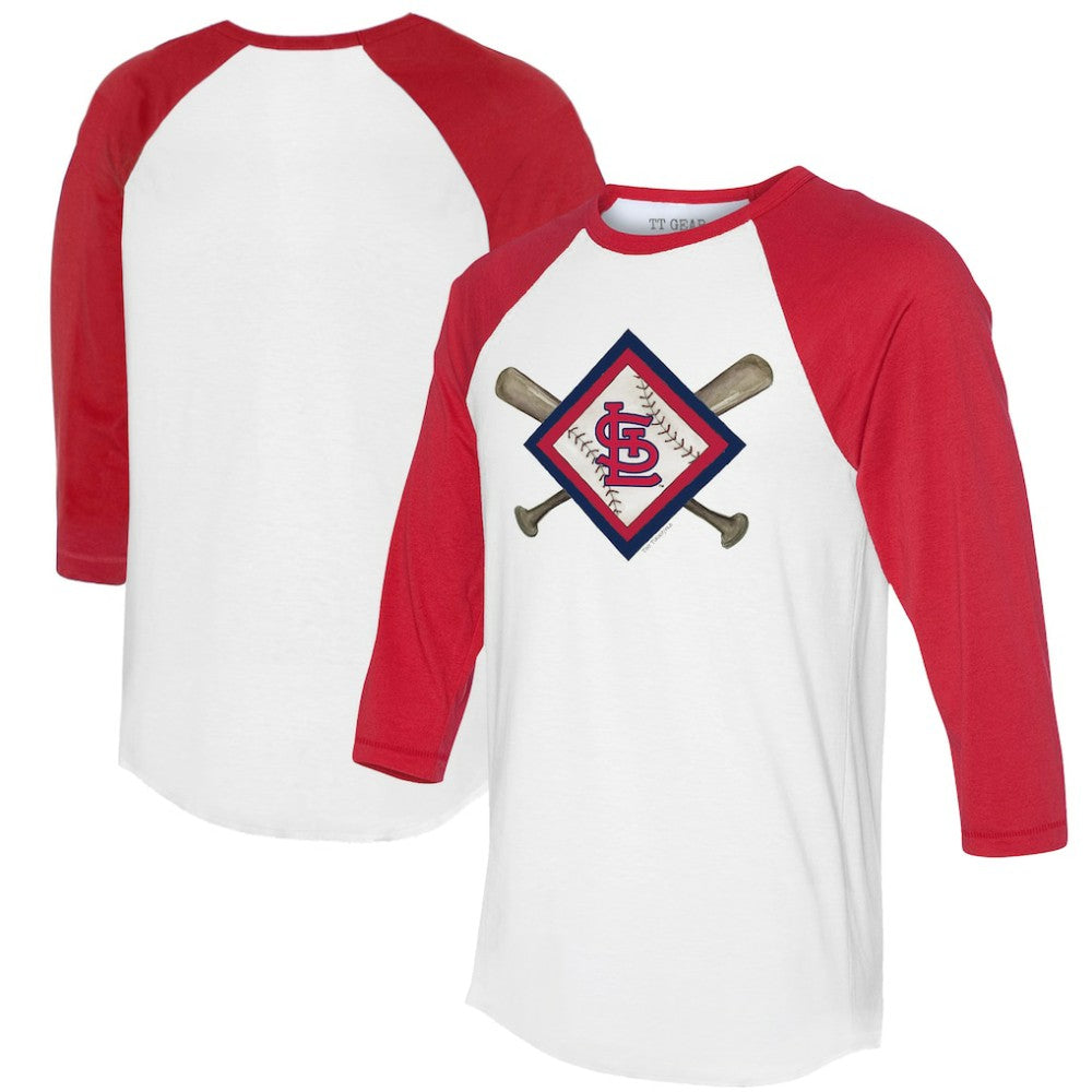 St. Louis Cardinals Tiny Turnip Women's Diamond Cross Bats 3/4-Sleeve Raglan T-Shirt - White/Red - MLB Discount