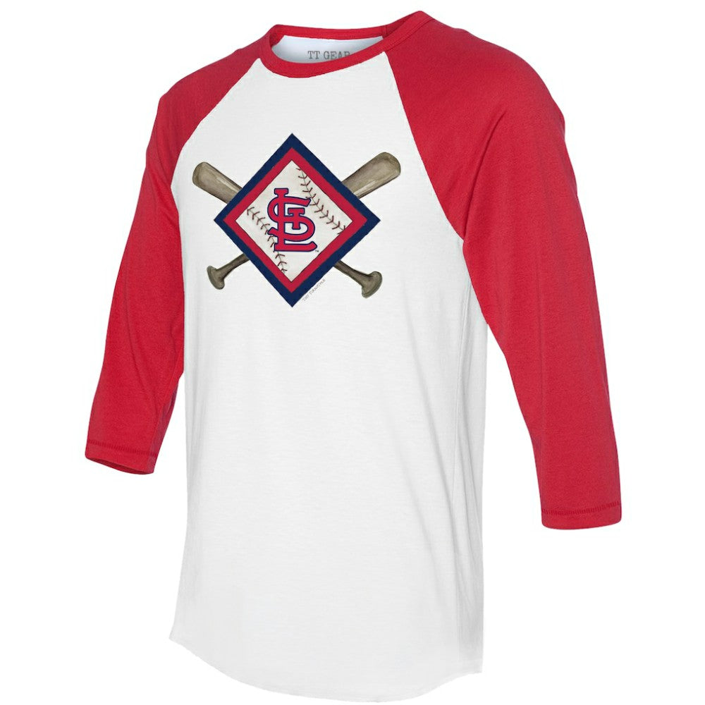 St. Louis Cardinals Tiny Turnip Women's Diamond Cross Bats 3/4-Sleeve Raglan T-Shirt - White/Red - MLB Discount