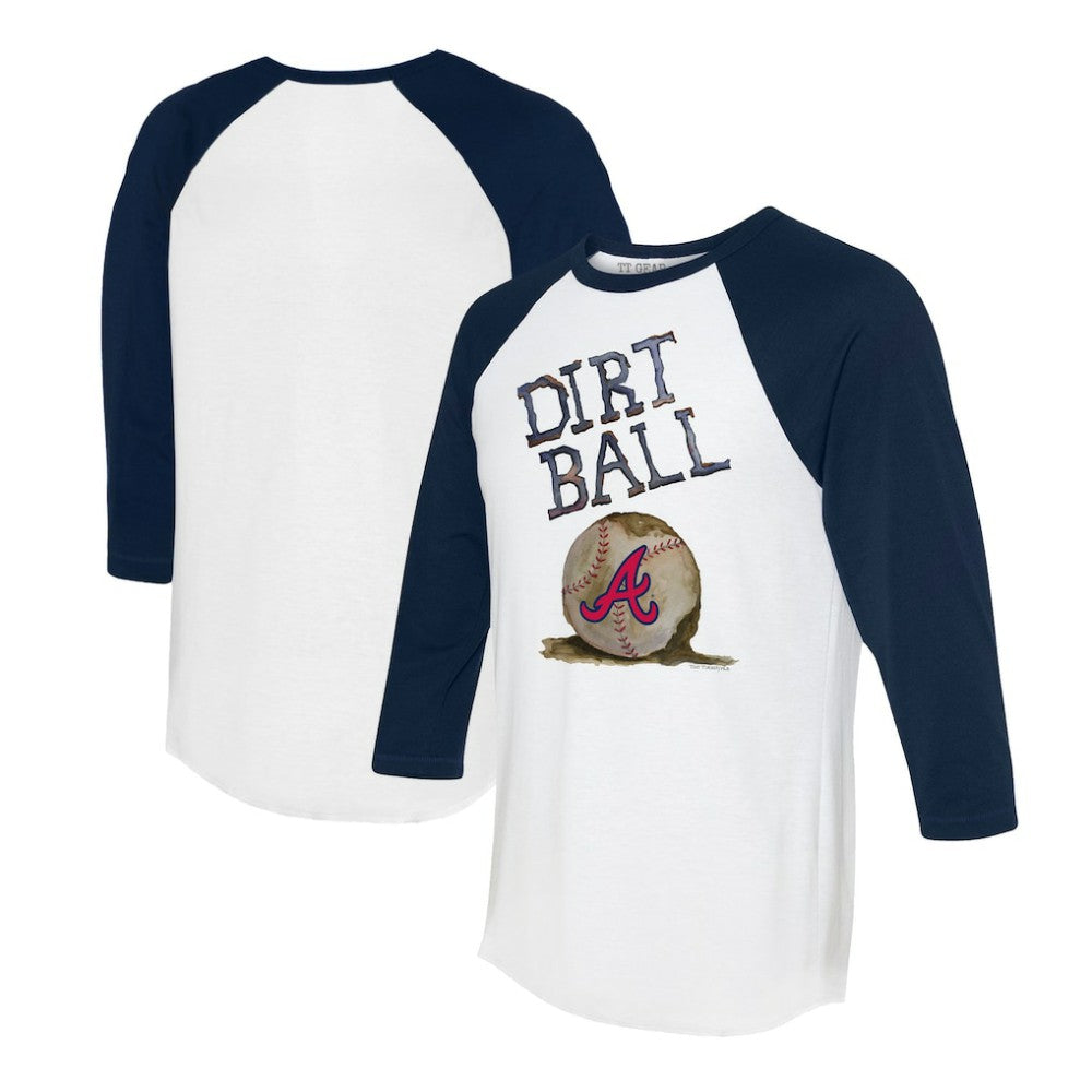 Atlanta Braves Tiny Turnip Women's Dirt Ball 3/4-Sleeve Raglan T-Shirt - White/Navy - MLB Discount