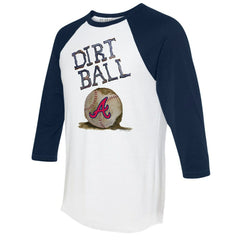 Atlanta Braves Tiny Turnip Women's Dirt Ball 3/4-Sleeve Raglan T-Shirt - White/Navy - MLB Discount